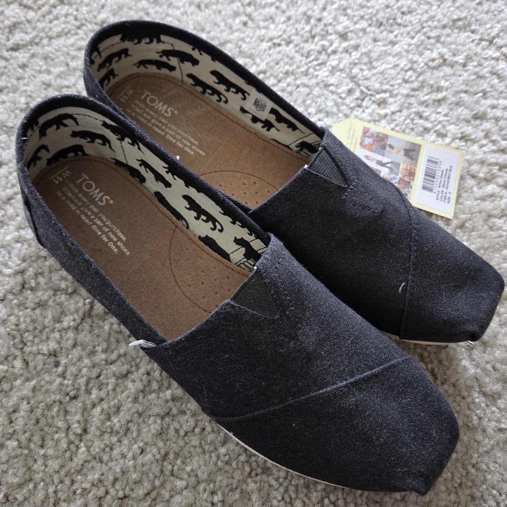 TOMS Black Slip-On Shoes